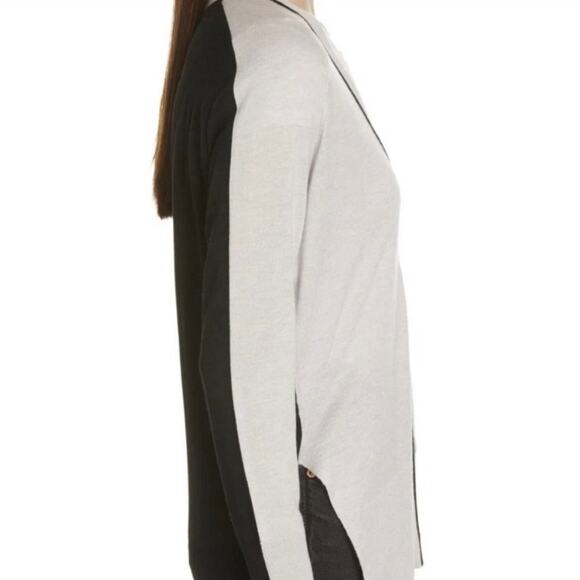 ATM Anthony Thomas Melillo V Neck Colorblock Cardigan Sweater Black Gray Size S - Picture 8 of 9